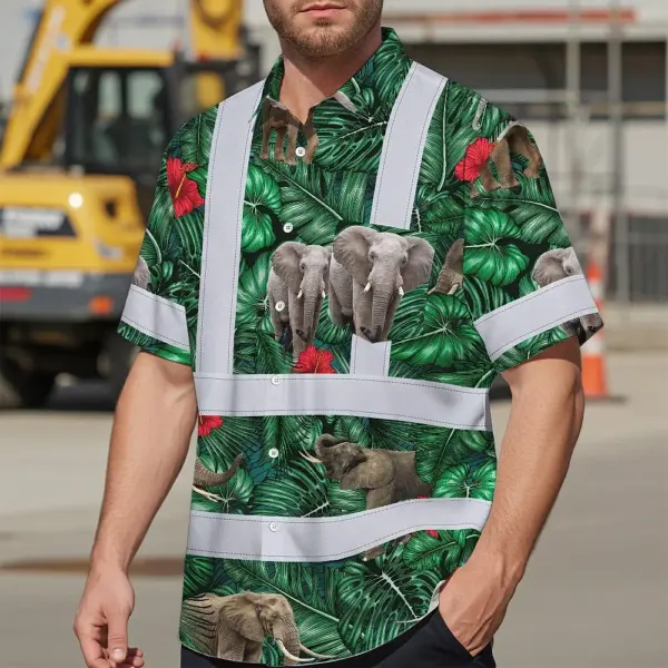 hi-vis-hawaiian-shirt-reflective-tapes-elephant-flowers-custom-name-e9f71.webp