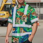 hi-vis-hawaiian-shirt-reflective-tapes-fox-flowers-custom-name-6c421.webp