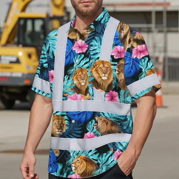 hi-vis-hawaiian-shirt-reflective-tapes-lion-flowers-custom-name-68f26.webp