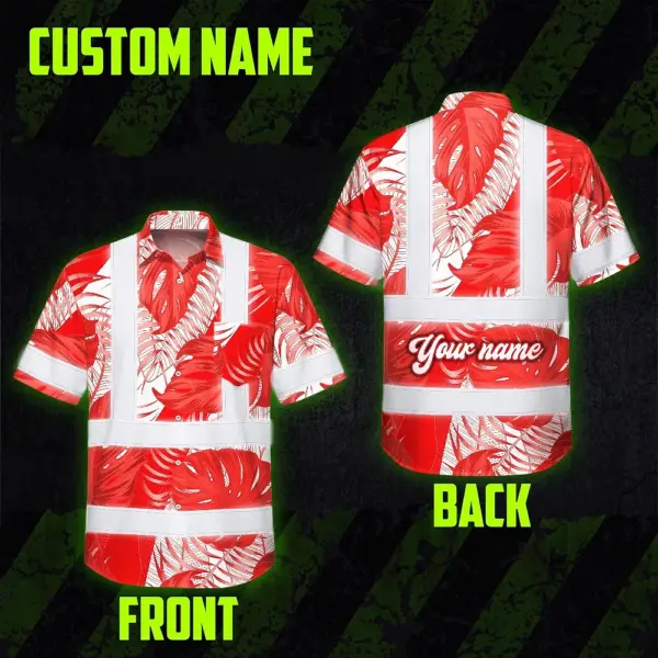 hi-vis-hawaiian-shirt-reflective-tapes-red-neon-flowers-custom-name-d4ad8.webp
