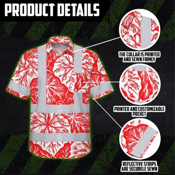 hi-vis-hawaiian-shirt-reflective-tapes-red-neon-white-flowers-custom-fe829.webp