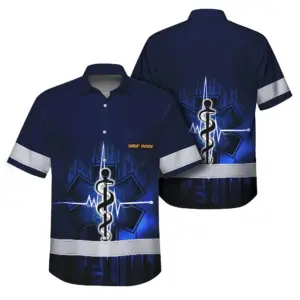Hi Vis Hawaiian Shirt Reflective Tapes Star Of Life Custom Name Safety Workwear