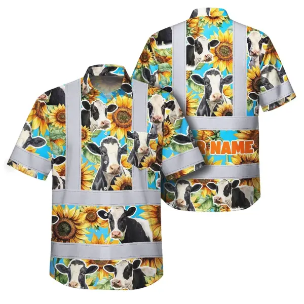 hi-vis-hawaiian-shirt-reflective-tapes-sunflower-cow-custom-name-65edb.webp