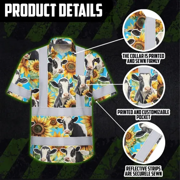 hi-vis-hawaiian-shirt-reflective-tapes-sunflower-cow-custom-name-b0759.webp