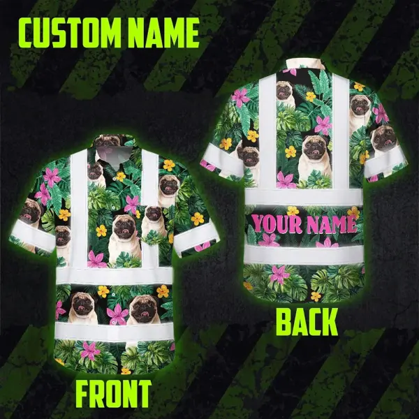 hi-vis-hawaiian-shirt-reflective-tapes-tropical-pink-flowers-custom-c9e61.webp