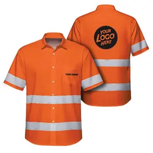 Hi Vis Hawaiian Shirt Uniform Reflective Black Orange Custom Name And Logo