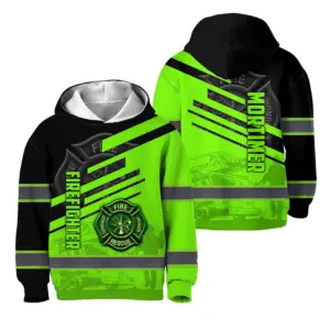 Hi Vis Hoodie Reflective Tapes Green Neon Firefighter Custom Name For Kids