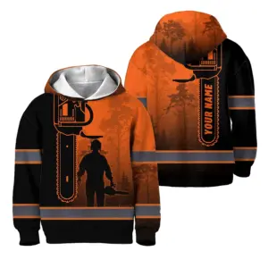 Hi Vis Hoodie Reflective Tapes Orange Chainsaw Logger Custom Name For Kids