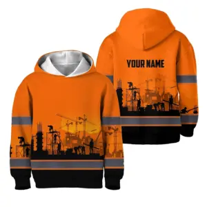Hi Vis Hoodie Reflective Tapes Orange Ironworker Custom Name For Kids