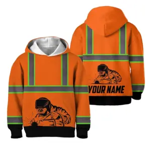Hi Vis Hoodie Reflective Tapes Welder Custom Name For Kids