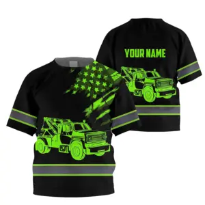 Hi Vis Shirt Reflective Tapes Black Tow Truck Driver Custom Name For Kids