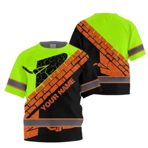 Hi Vis Shirt Reflective Tapes Green Bricklayer Custom Name For Kids