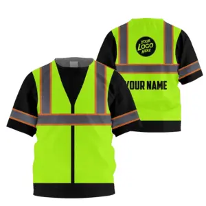 Hi Vis Shirt Reflective Tapes Green Neon Custom Name For Kids