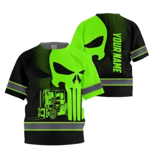 Hi Vis Shirt Reflective Tapes Operator Skull With Shadow Forklift Custom Name For Kids