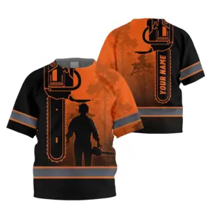 Hi Vis Shirt Reflective Tapes Orange Chainsaw Logger Custom Name For Kids