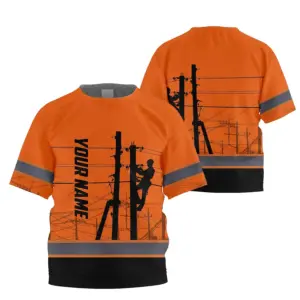 Hi Vis Shirt Reflective Tapes Orange Electrician Custom Name For Kids