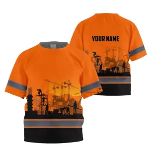 Hi Vis Shirt Reflective Tapes Orange Ironworker Custom Name For Kids