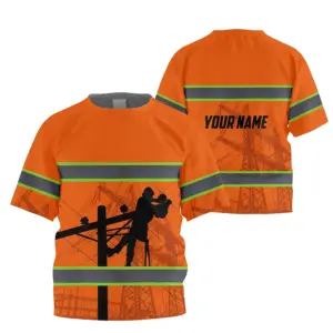 Hi Vis Shirt Reflective Tapes Orange Lineman Custom Name For Kids