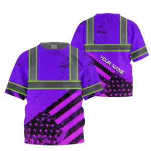 Hi Vis Shirt Reflective Tapes Violet US Flag Paint Custom Name For Kids