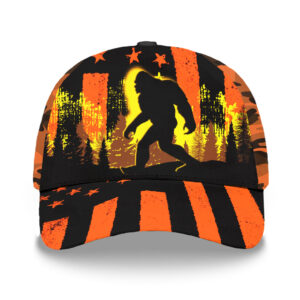 3D Printed Classic Cap Reflective Orange USA Flag With BigFoot