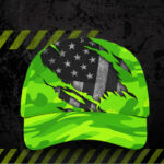 3D-Printed-Classic-Cap-Reflective-Scratch-Camo-Green-Neon-US-Flag-Safety-Workwear-For-Workers,-Runners,-Cyclists,-Patriotic-5