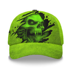 3D Printed Classic Cap Reflective Tapes Green Smoke Neon Skull Custom Name Safety Workwear For Workers, Runners, Cyclists, Patriotic