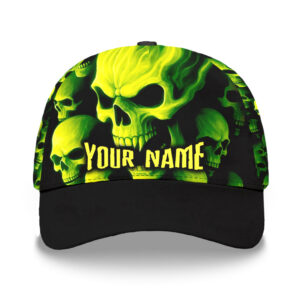 3D Printed Classic Cap Reflective Tapes Lime Neon Skull Custom Name Safety Workwear For Workers, Runners, Cyclists, Patriotic