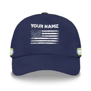 3D Printed Classic Cap Reflective Dark Blue Custom Name Safety Workwear For Workers, Runners, Cyclists, Patriotic