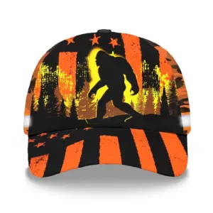 3D Printed Classic Cap Reflective Orange USA Flag With BigFoot