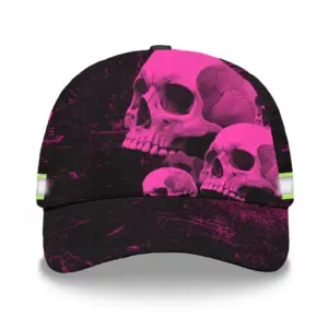 3D Printed Classic Cap Reflective Tapes Pink Neon Skull Custom Name Safety Workwear For Workers, Runners, Cyclists, Patriotic