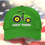 Hi Vis Cap Yellow Green Tractor Custom Name 4