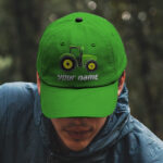 Hi Vis Cap Yellow Green Tractor Custom Name 7