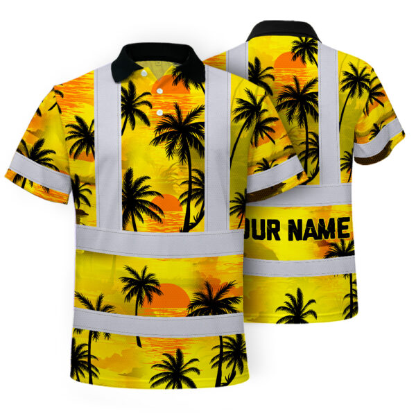 Hi-Vis-Hawaiian-Shirt-Reflective-Tapes-Yellow-Neon-Flowers-Custom-Name-Safety-Workwear-Workers,-Truckers,-Operators-1