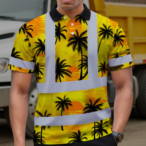 Hi-Vis-Hawaiian-Shirt-Reflective-Tapes-Yellow-Neon-Flowers-Custom-Name-Safety-Workwear-Workers,-Truckers,-Operators-5