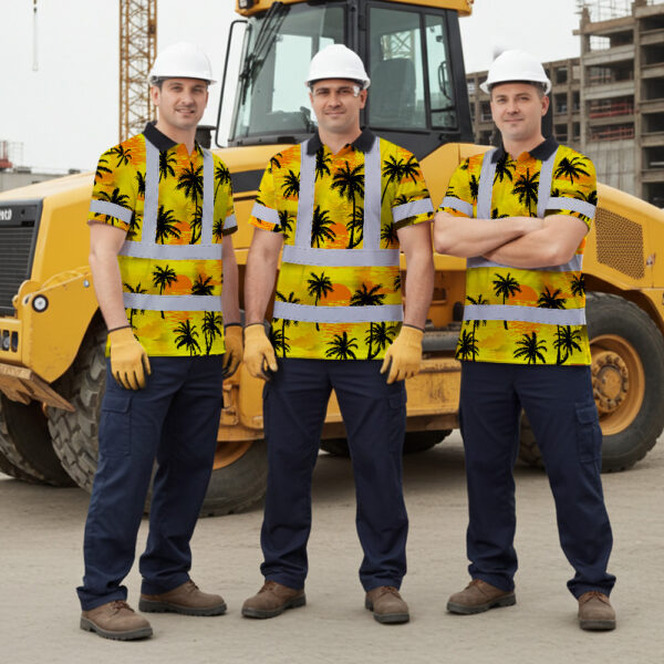 Hi-Vis-Hawaiian-Shirt-Reflective-Tapes-Yellow-Neon-Flowers-Custom-Name-Safety-Workwear-Workers,-Truckers,-Operators-7