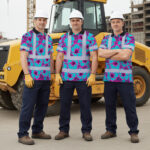 Hi-Vis-Polo-Shirt-Reflective-Tapes-Blue-Neon-And-Pink-Flowers-Custom-Name-Safety-Workwear-For-Workers,-Truckers,-Operators-5