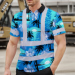 Hi-Vis-Polo-Shirt-Reflective-Tapes-Blue-Neon-Flowers-4-Custom-Name-3