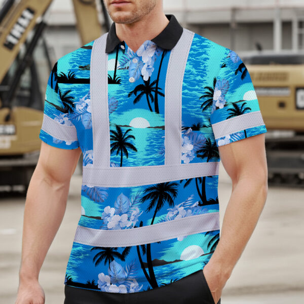 Hi-Vis-Polo-Shirt-Reflective-Tapes-Blue-Neon-Flowers-4-Custom-Name-3