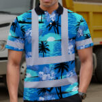 Hi-Vis-Polo-Shirt-Reflective-Tapes-Blue-Neon-Flowers-4-Custom-Name-5