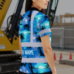Hi-Vis-Polo-Shirt-Reflective-Tapes-Blue-Neon-Flowers-4-Custom-Name-6