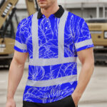 Hi-Vis-Polo-Shirt-Reflective-Tapes-Blue-Neon-Flowers-Custom-Name-Safety-Workwear-For-Workers,-Truckers,-Operators-3