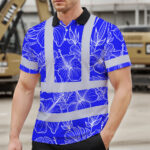 Hi-Vis-Polo-Shirt-Reflective-Tapes-Blue-Neon-Flowers-Custom-Name-Safety-Workwear-For-Workers,-Truckers,-Operators-3