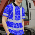 Hi-Vis-Polo-Shirt-Reflective-Tapes-Blue-Neon-Flowers-Custom-Name-Safety-Workwear-For-Workers,-Truckers,-Operators-4