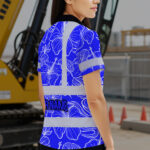 Hi-Vis-Polo-Shirt-Reflective-Tapes-Blue-Neon-Flowers-Custom-Name-Safety-Workwear-For-Workers,-Truckers,-Operators-6