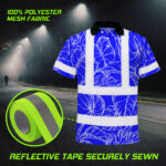 Hi-Vis-Polo-Shirt-Reflective-Tapes-Blue-Neon-Flowers-Custom-Name-Safety-Workwear-For-Workers,-Truckers,-Operators-8