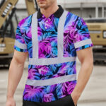 Hi-Vis-Polo-Shirt-Reflective-Tapes-Gradient-Blue-Violet-Custom-Name-Safety-Workwear-For-Workers,-Truckers,-Operators-3