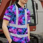 Hi-Vis-Polo-Shirt-Reflective-Tapes-Gradient-Blue-Violet-Custom-Name-Safety-Workwear-For-Workers,-Truckers,-Operators-4