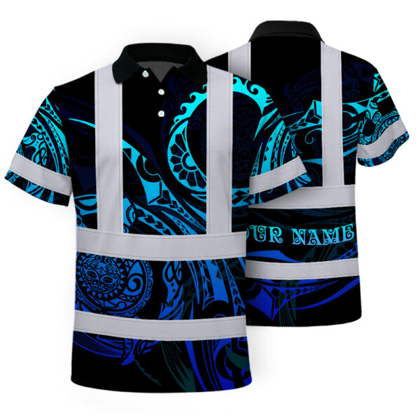 Hi-Vis-Polo-Shirt-Reflective-Tapes-Gradient-Turtle-Hawaiian-Polynesian-Tribal-Custom-Name-1