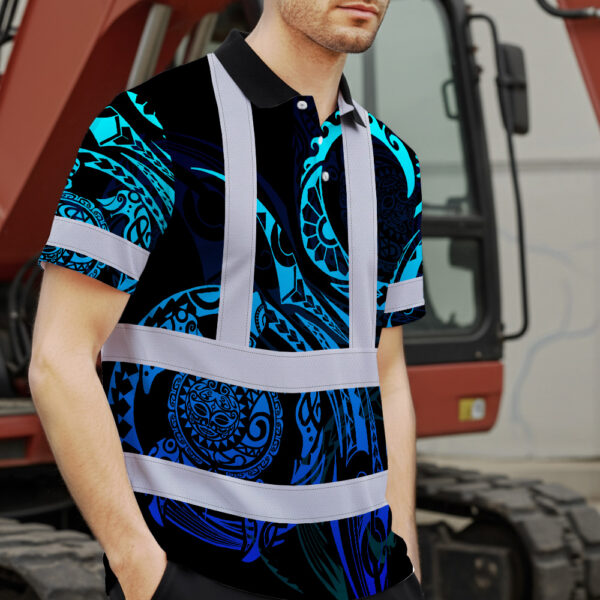 Hi-Vis-Polo-Shirt-Reflective-Tapes-Gradient-Turtle-Hawaiian-Polynesian-Tribal-Custom-Name-4