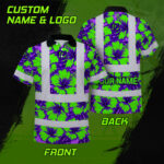 Hi-Vis-Polo-Shirt-Reflective-Tapes-Green-Neon-And-Violet-Flowers-Custom-Name-Safety-Workwear-For-Workers,-Truckers,-Operators-2